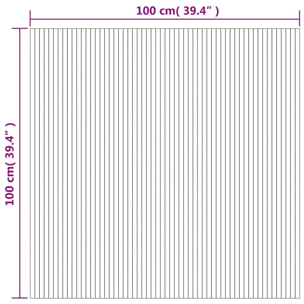 négyszögletű világos természetes bambusz szőnyeg 100 x 100 cm