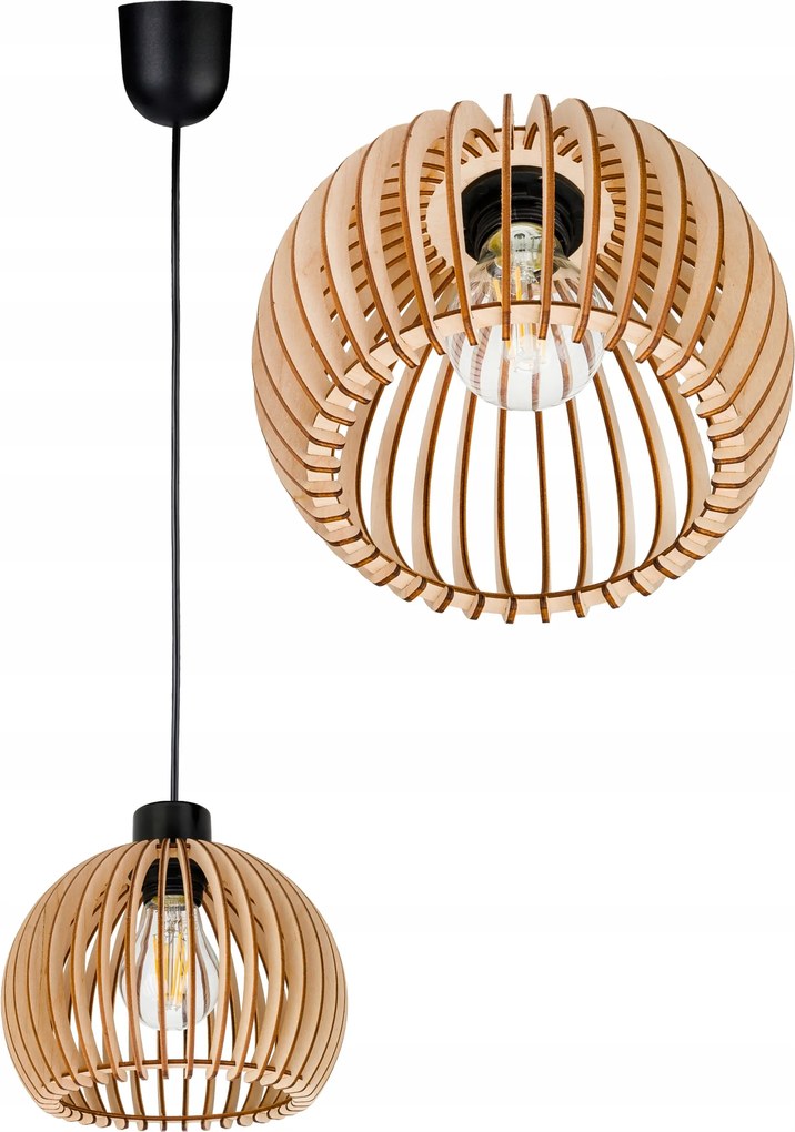 Függesztett lámpa, mennyezeti csillár Loft, golyós lámpaernyő 36 Fa, 1x e27