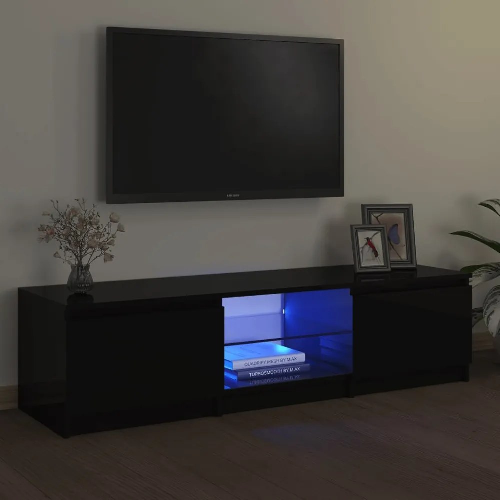 fekete TV-szekrény LED lámpákkal 140 x 40 x 35,5 cm