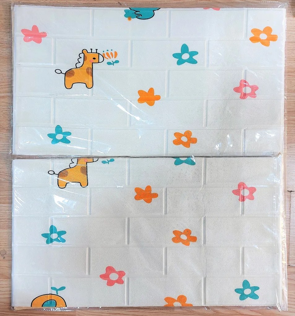 10 Darab Öntapadós 3D falmatrica Tapéta Pónis Virágos Állatos tégla mintával Gyerek Szobába 70x 70 x 0,6 cm-es méretben