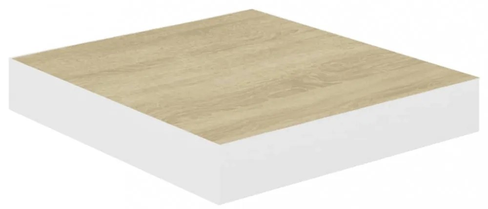 tölgyszínű és fehér MDF lebegő fali polc 23 x 23,5 x 3,8 cm