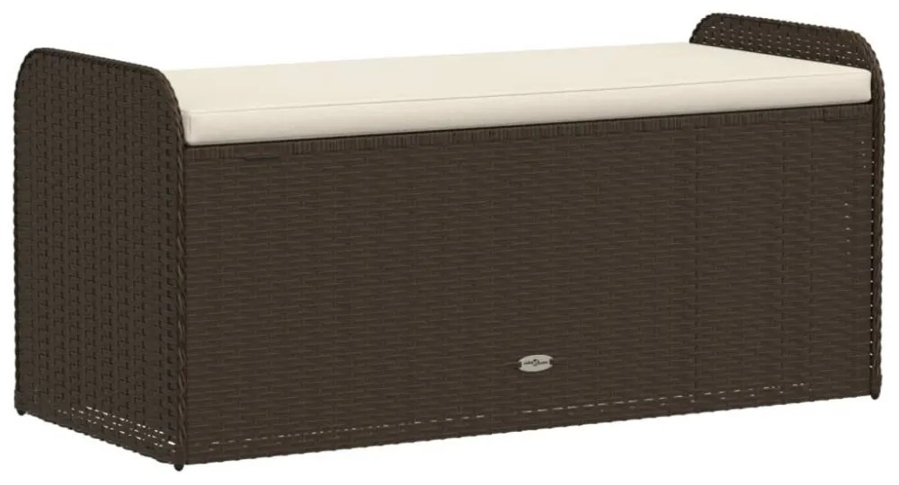 barna polyrattan tárolópad párnával 115 x 51 x 52 cm
