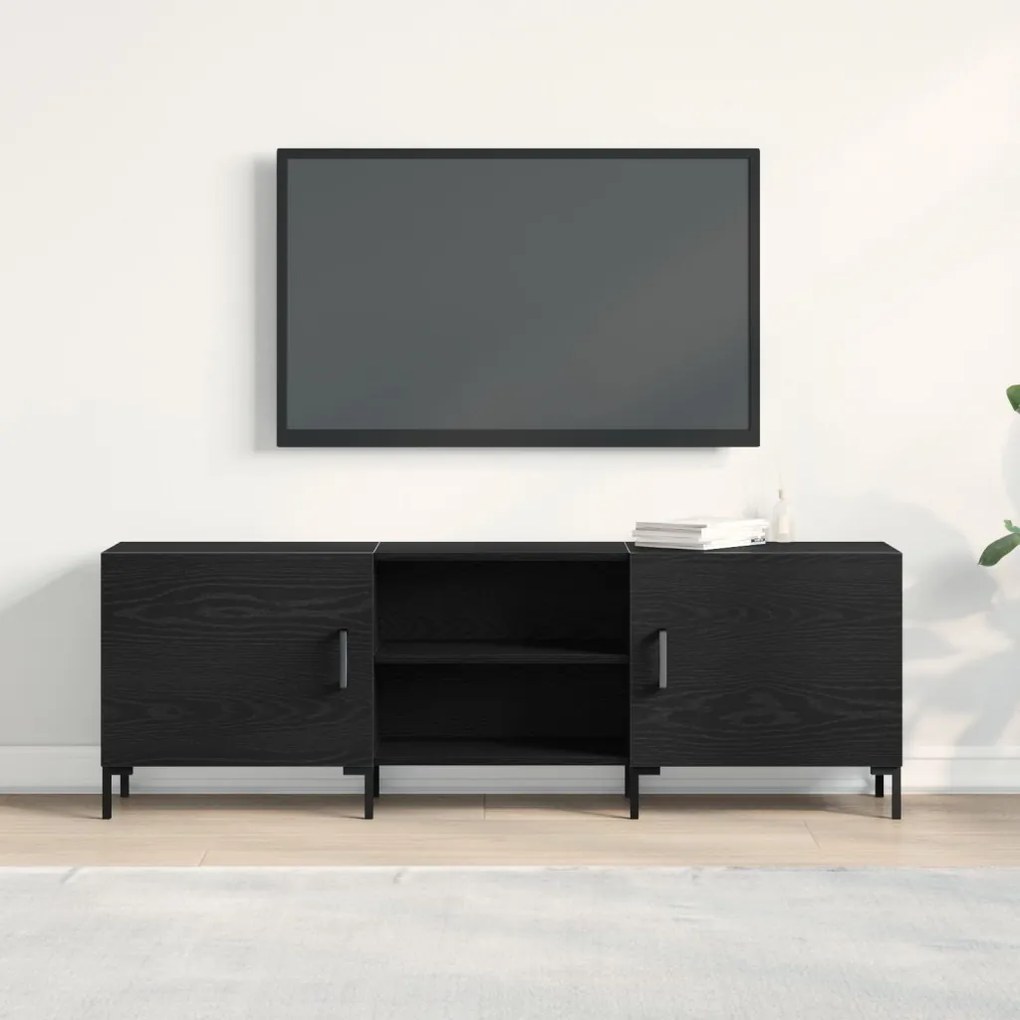 TV Szekrény Fekete Tölgy 150x30x50 cm Műgyanta