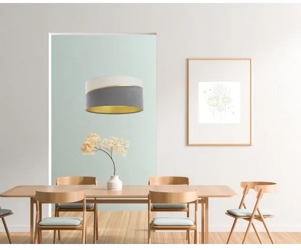 Csillár zsinóron SWING 1xE27/60W/230V szürke/fehér/arany