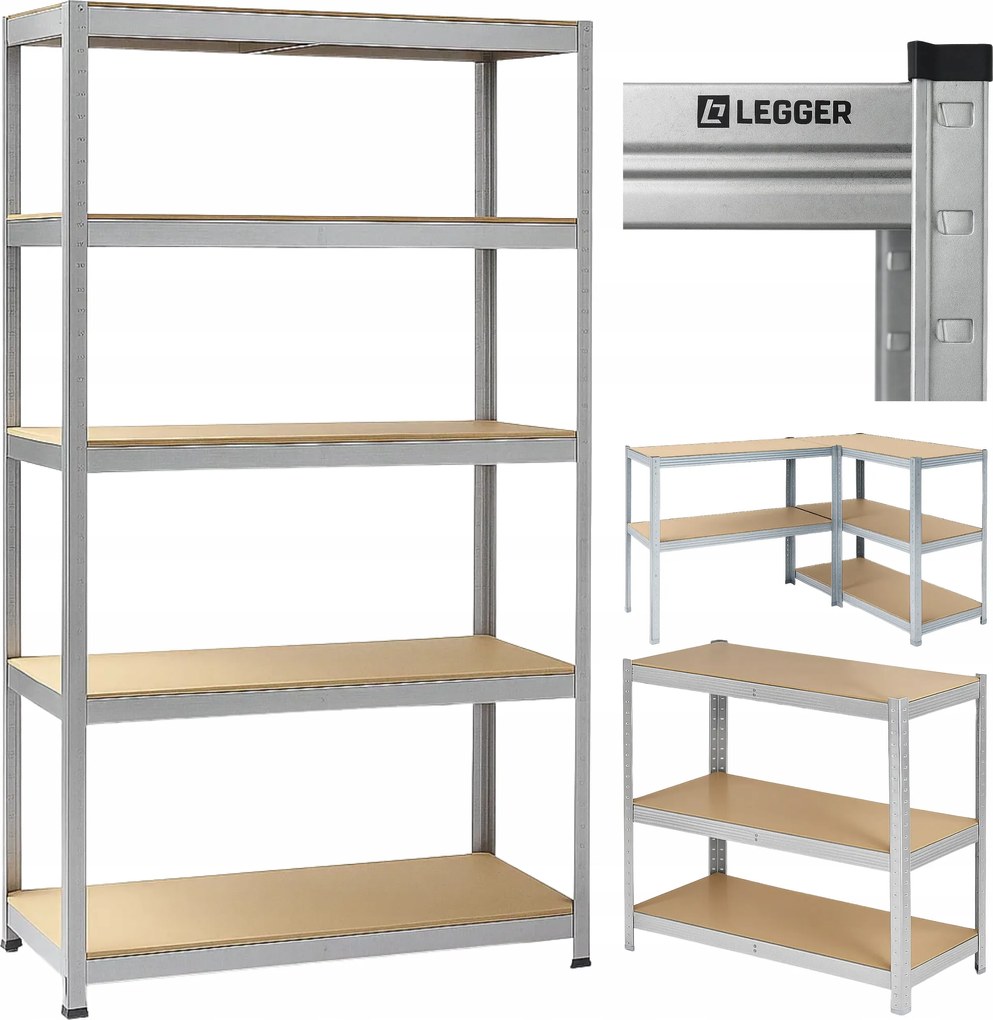 Tárolószekrény Fém Legger 5 Polc Teherbírás 875 Kg 180x90x40 CM