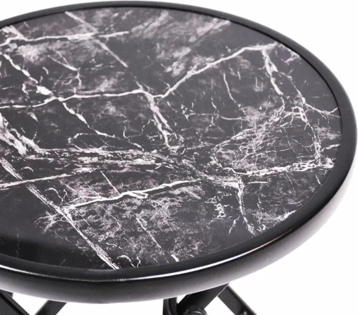 Kerti bisztróasztal összecsukható Ø 45 cm márvány fekete