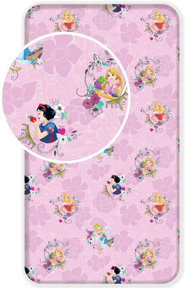 Disney Hercegnők Royal gumis lepedő 90x200 cm