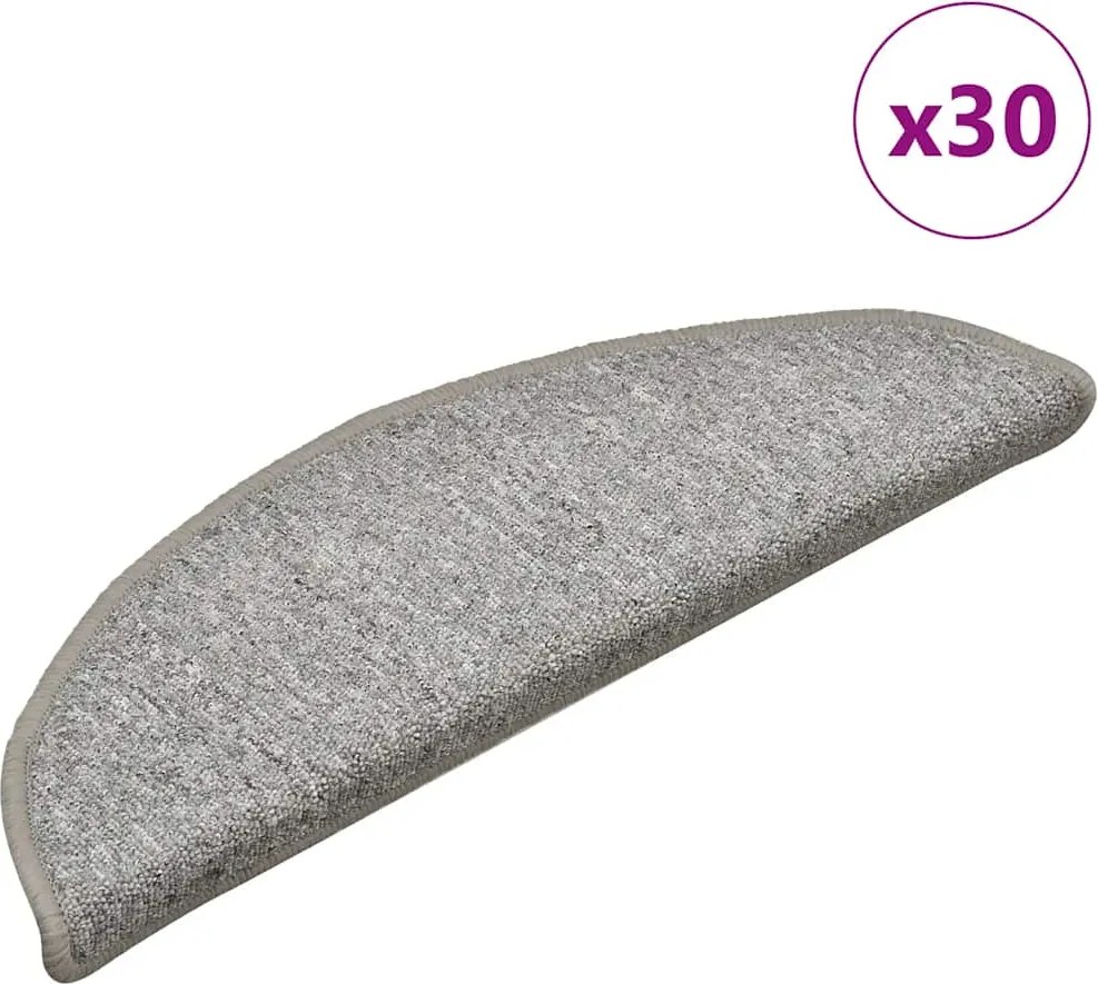 vidaXL 30 db világosszürke félkör alakú lépcsőszőnyeg 56 x 17 x 3 cm