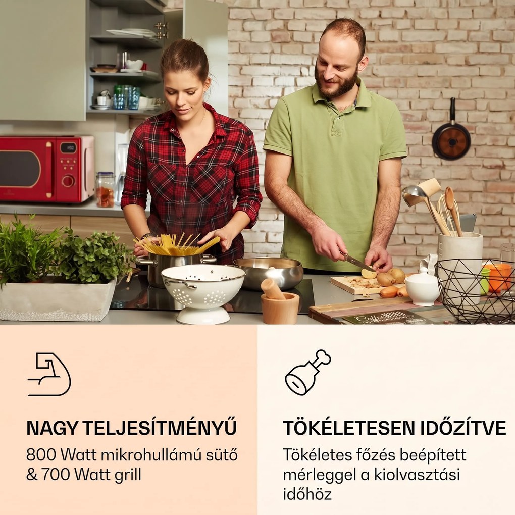Klarstein Julieta, mikrohullámú sütő grillel, 20 l, 700 / 800 W, Ø 25,5 cm, 8 program