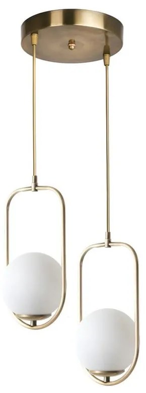 Fehér-aranyszínű függőlámpa üveg búrával ø 25 cm Ahu – Opviq lights