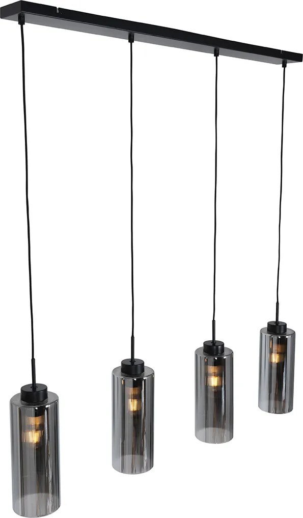 Okos függőlámpa fekete füstüveggel, 4 izzóval, 4 Wifi ST64-gyel - Laura