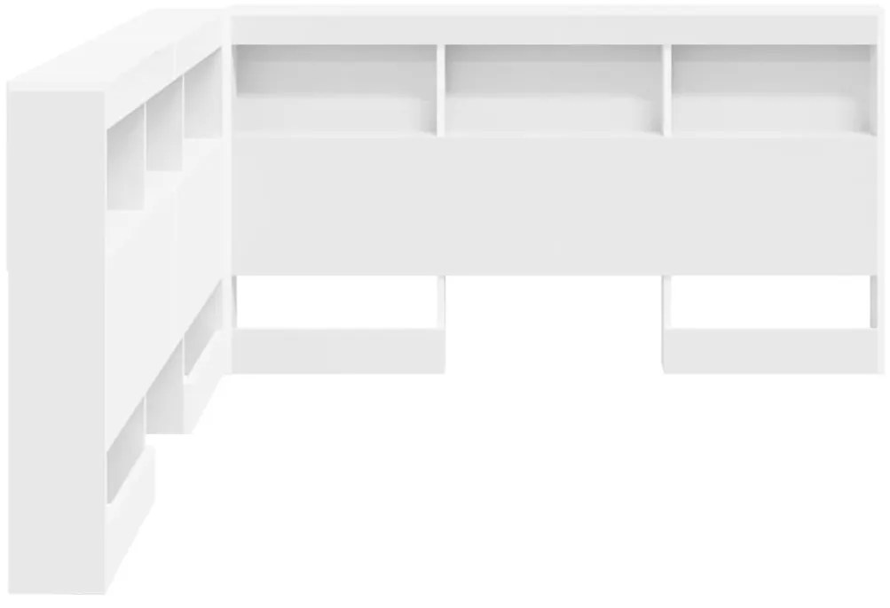 Tároló fejtámla polcokkal fejtámlával Fehér 150 cm Faanyag