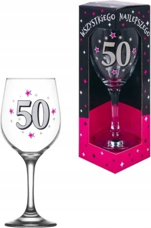 Nagy XXL 590 ml-es borospohár kartondobozban 50 születésnapra