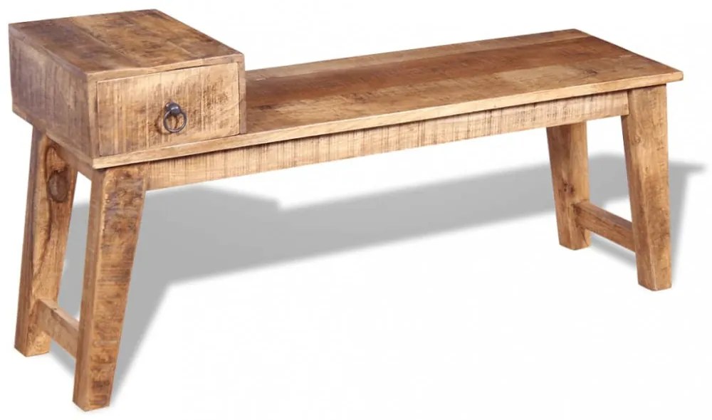 Tömör mangófa pad fiókkal 120x36x60 cm