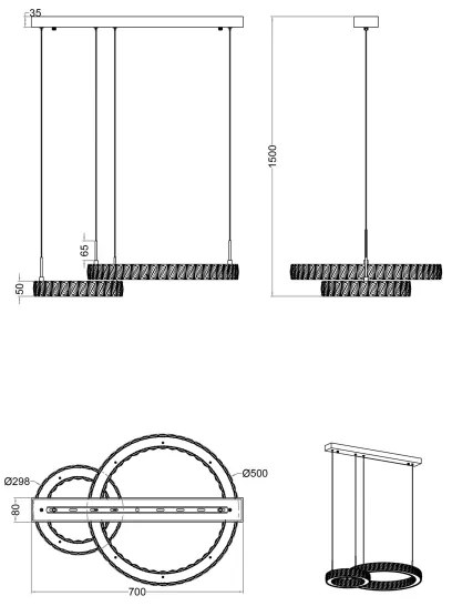 Zuma Line MD3713-2-3GT - GIRONA LED csillár kábelen LED/36W/230V rózsaarany