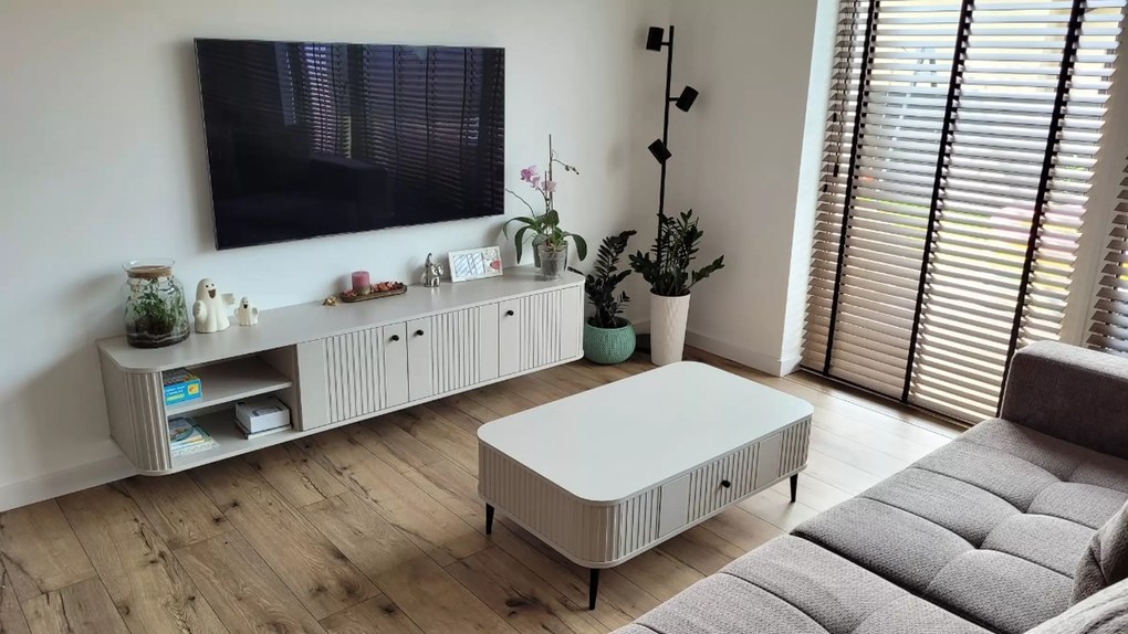 Vesper 3D fali TV szekrény 187 cm - kasmír / fekete fogantyúk