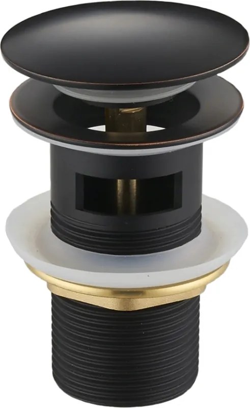 Mexen klik-klak lefolyó kerek túlfolyóval, fekete antik - 79920-79