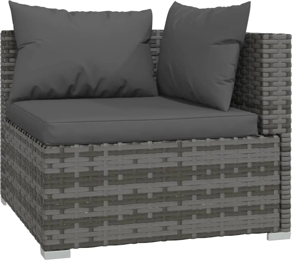 9 részes szürke polyrattan kerti ülőgarnitúra párnákkal