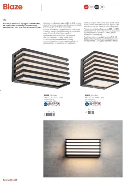 Redo 90639-LED Kültéri fali lámpa BLAZE LED/12W/230V 3000K IP54 antracit