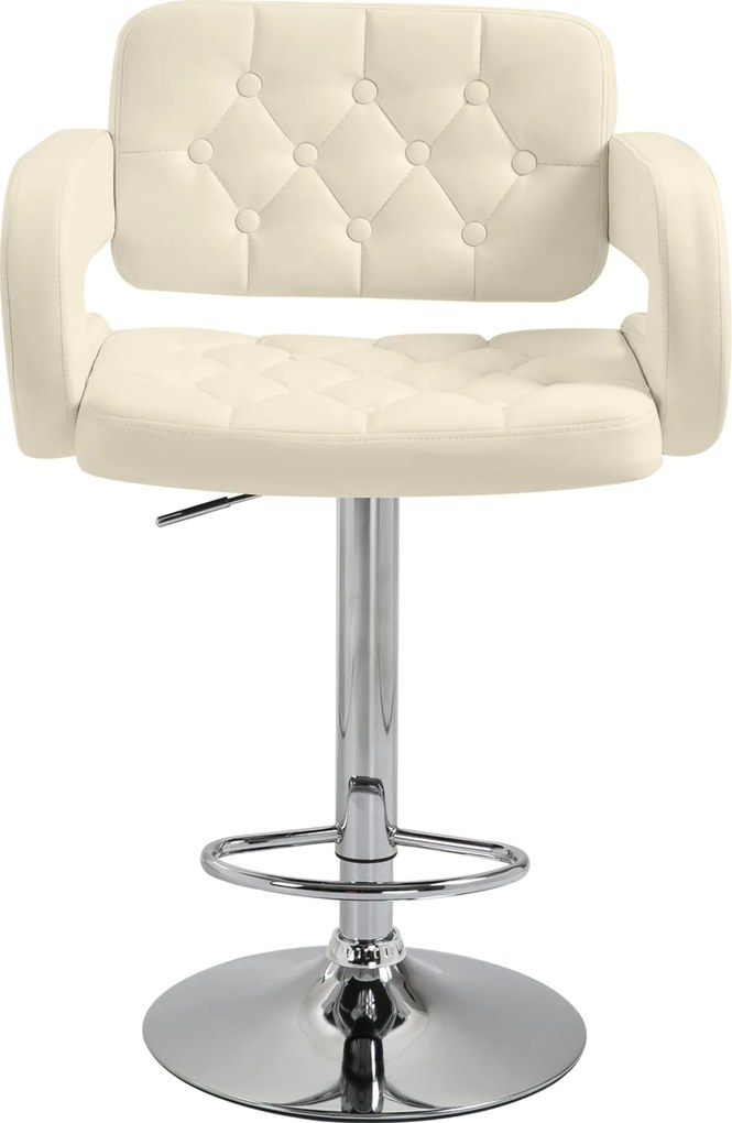 HOMCOM Magas Bárszék Háttámlával és Karfával, Modern Forgós Konyhai Szék Magasságállítással és Lábtartóval, Műbőr Kárpitozással, 61x50x94-114cm, Fehér