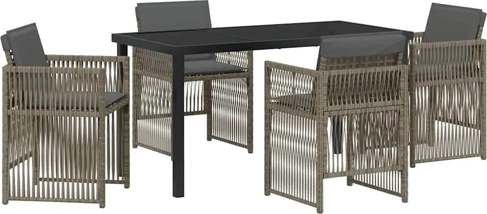 vidaXL Kert étkező szett 5 pcs Szürke Porszórt acél