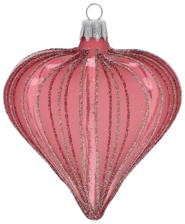 Üveg kézzel fújt karácsonyfadísz készlet 3 db-os 9 cm Heart – Ego Dekor