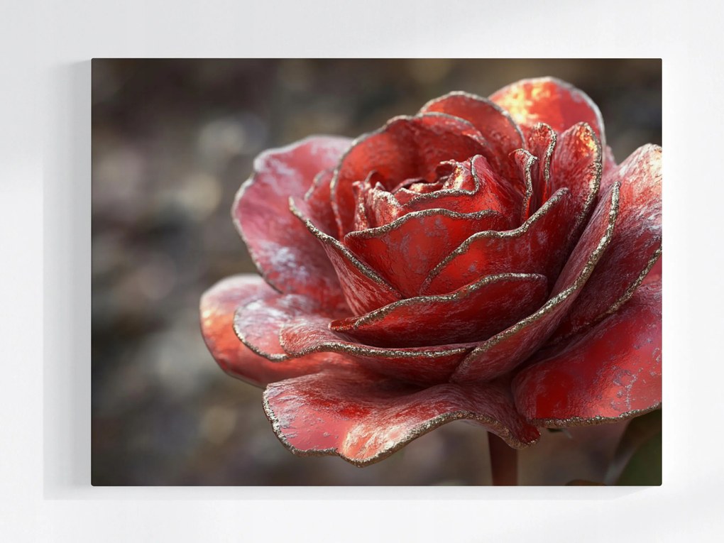 Vászonkép Canvas Virág Rózsa 3D Vörös Arany Makró 100x75