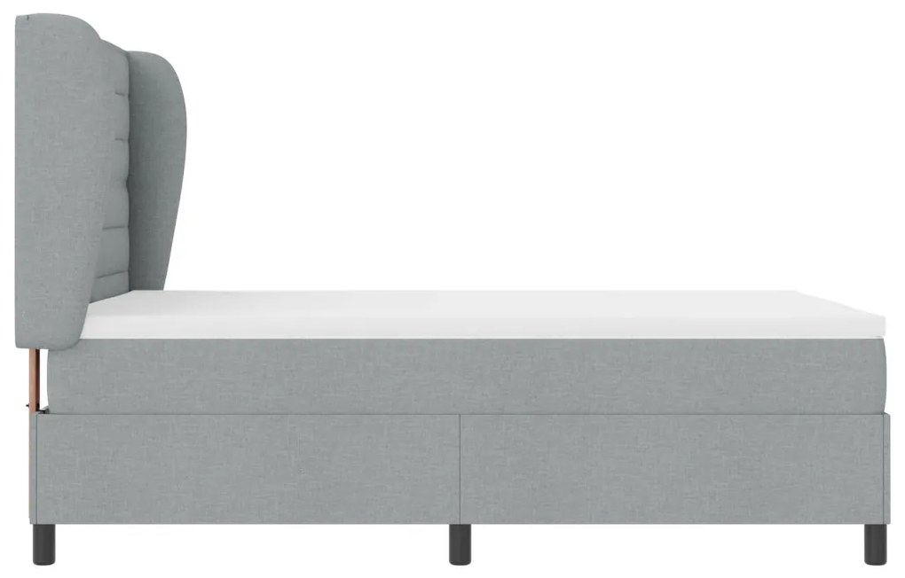Boxspring Ágy Matrac Alkalmas Világosszürke 140x200 cm Szövet