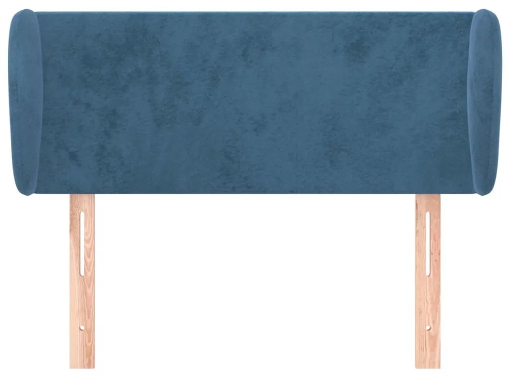 sötétkék bársony fejtámla 103x23x78/88 cm