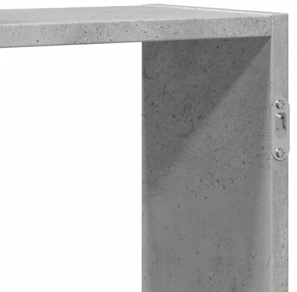 betonszürke szerelt fa fali polc 129 x 18 x 42 cm