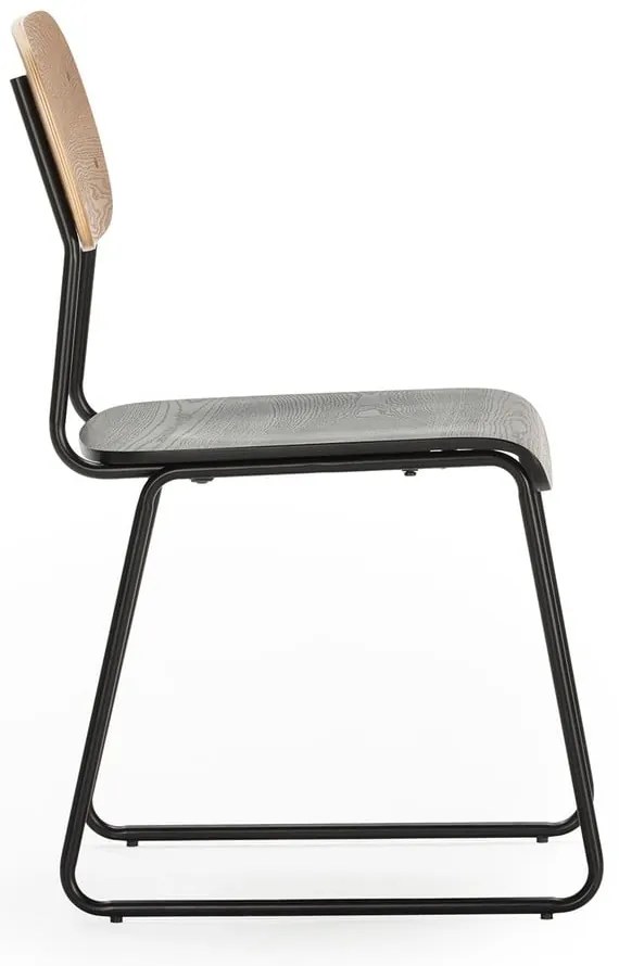 Fekete-natúr színű étkezőszék szett kőrisfa dekorral, 2 db-os Aira – Marckeric