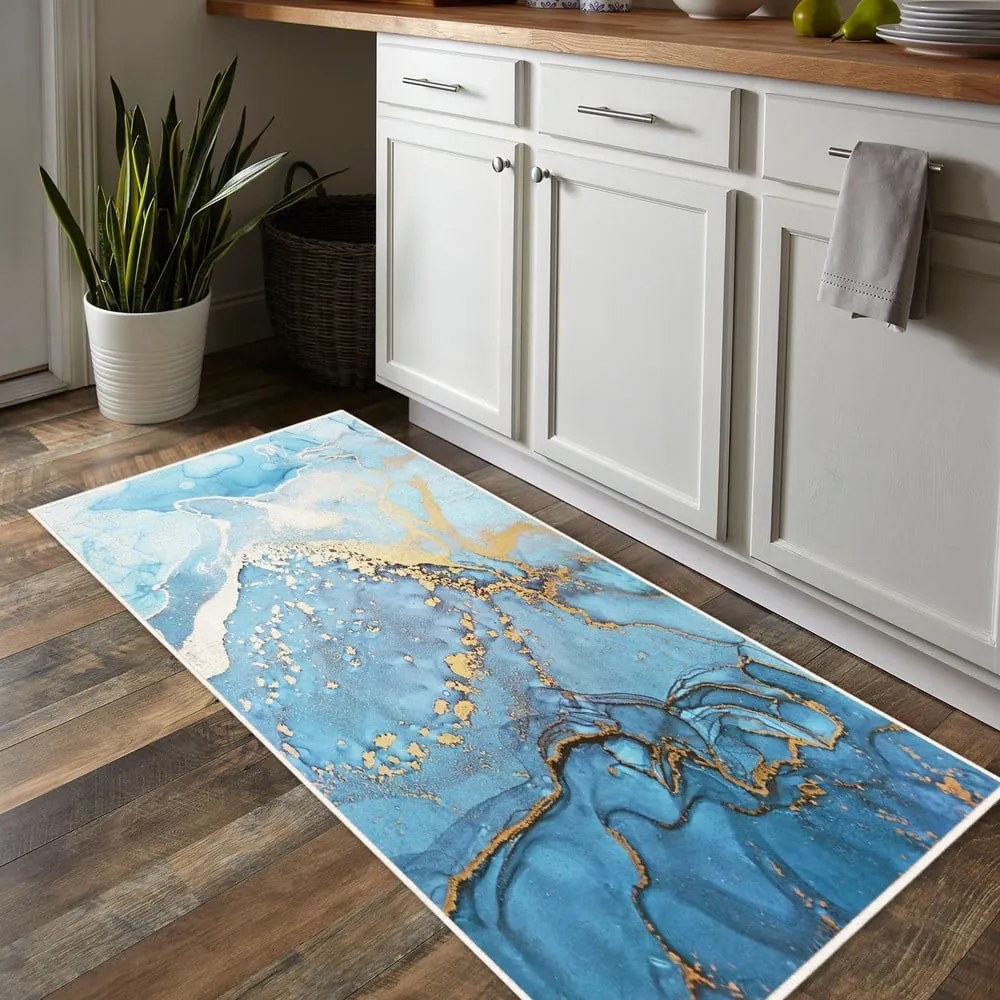 Kék mosható szőnyeg 80x150 cm Blue Waves – Oyo Concept