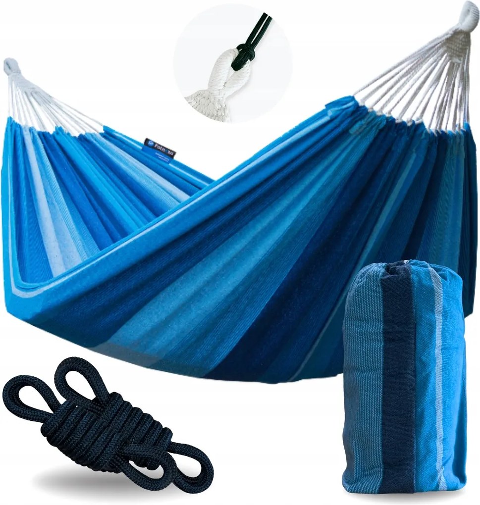 Kerti függőágy nagy 2os Singa 220x160 kék Potenza huzattal