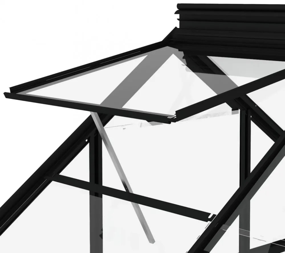 antracitszürke üveg és alumínium melegház 155 x 395,5 x 191 cm