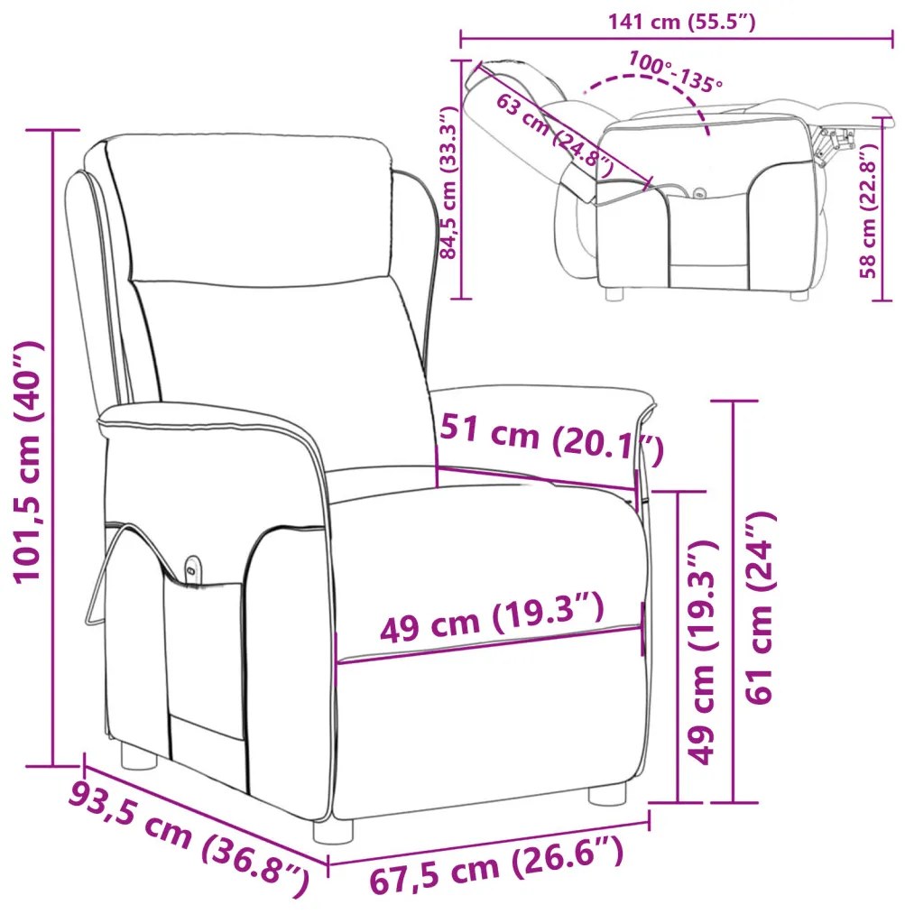 Masszázsszék párnával Tópszínű 67.5 x 93.5 x 101.5 cm szövet