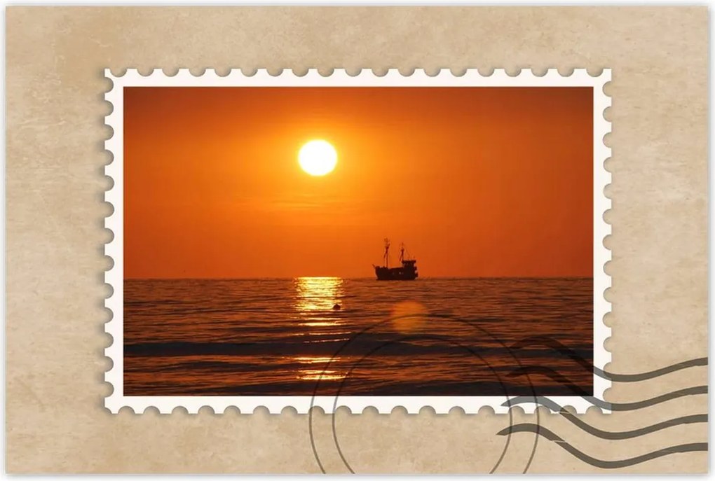 Poszterek 90x60 Naplemente hajóval