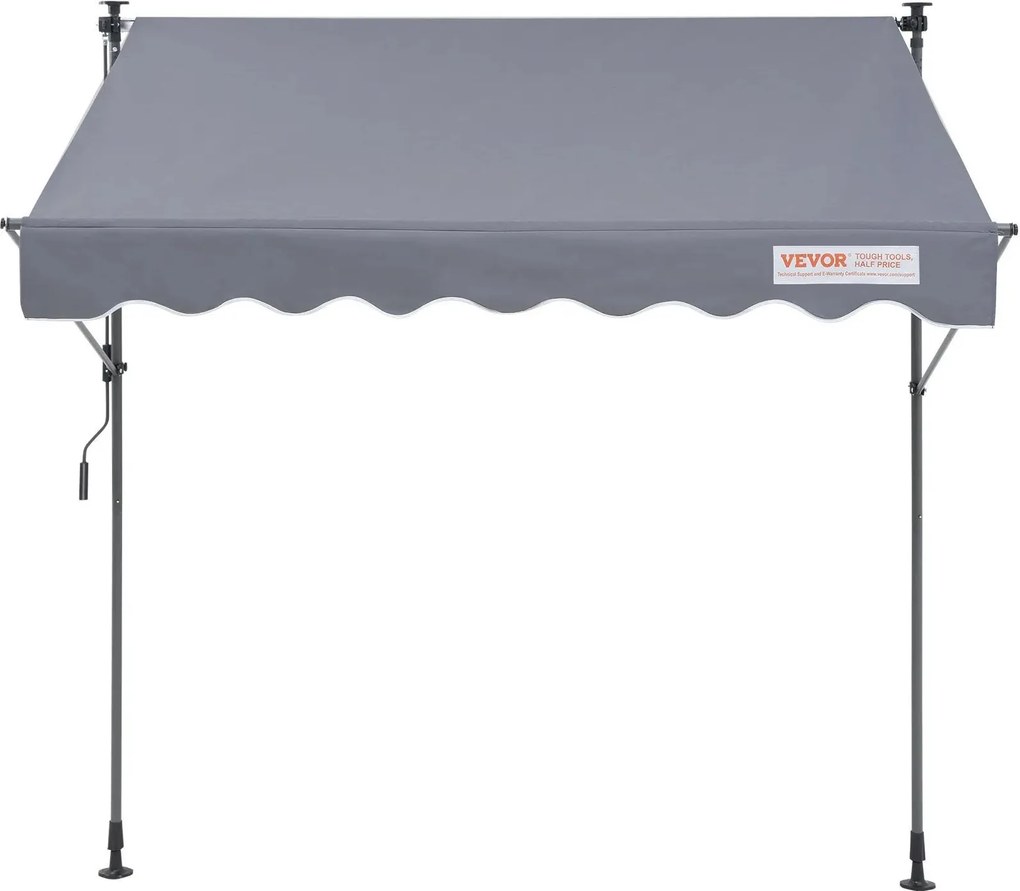 Terasz napellenző 2 m széles, kézi, állítható napellenző balkon függönyrel