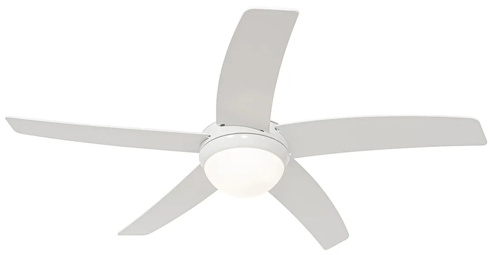 Okos mennyezeti ventilátor fehér fa mintával 132 cm LED-del, fényerőszabályzóval és távirányítóval - Cool