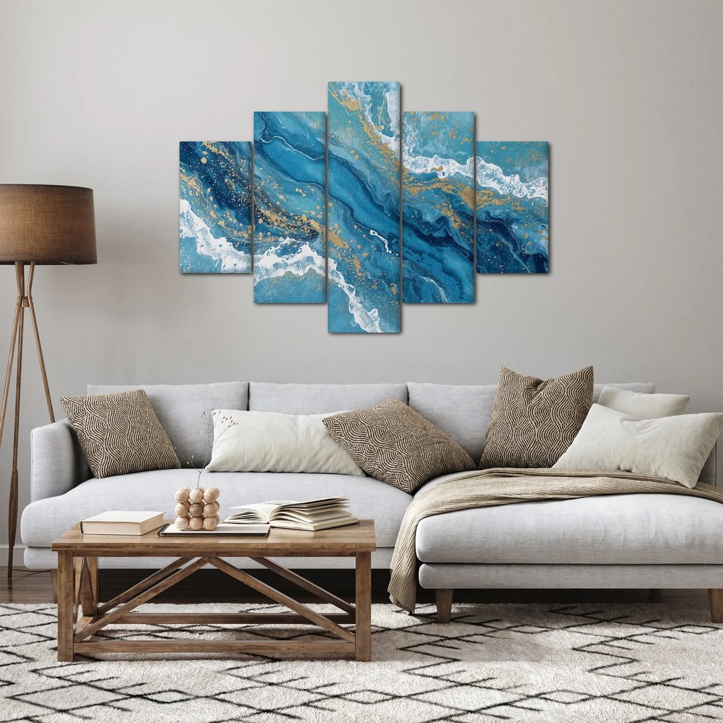 Kép - Világoskék márvány arannyal II. (150x105 cm)