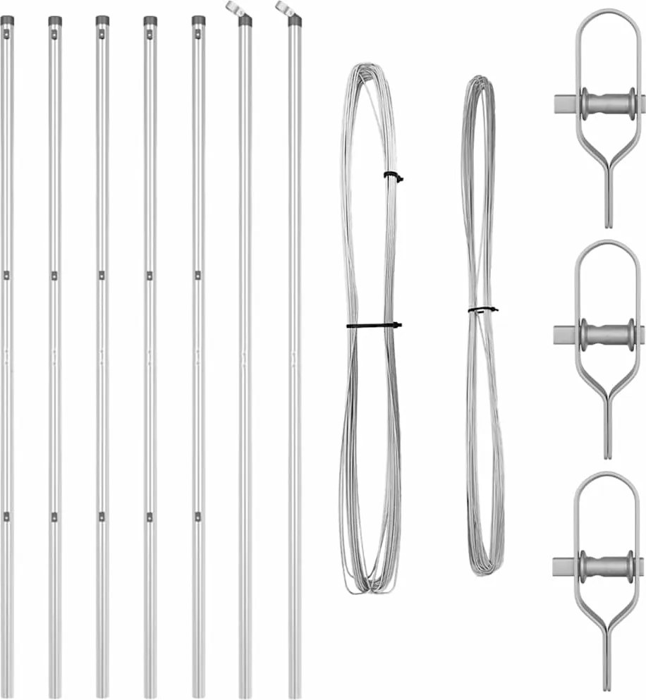 vidaXL Kerítésoszlop 7 pcs Ezüst Acél