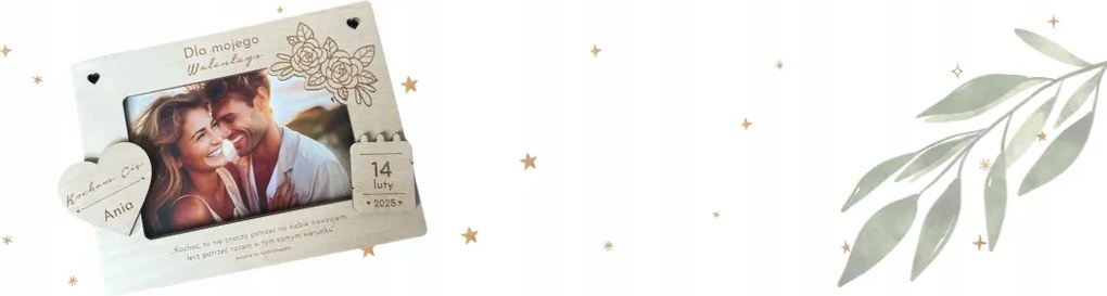 Fa képkeret 10x15 gravírozással Név Ajándék Valentin napra