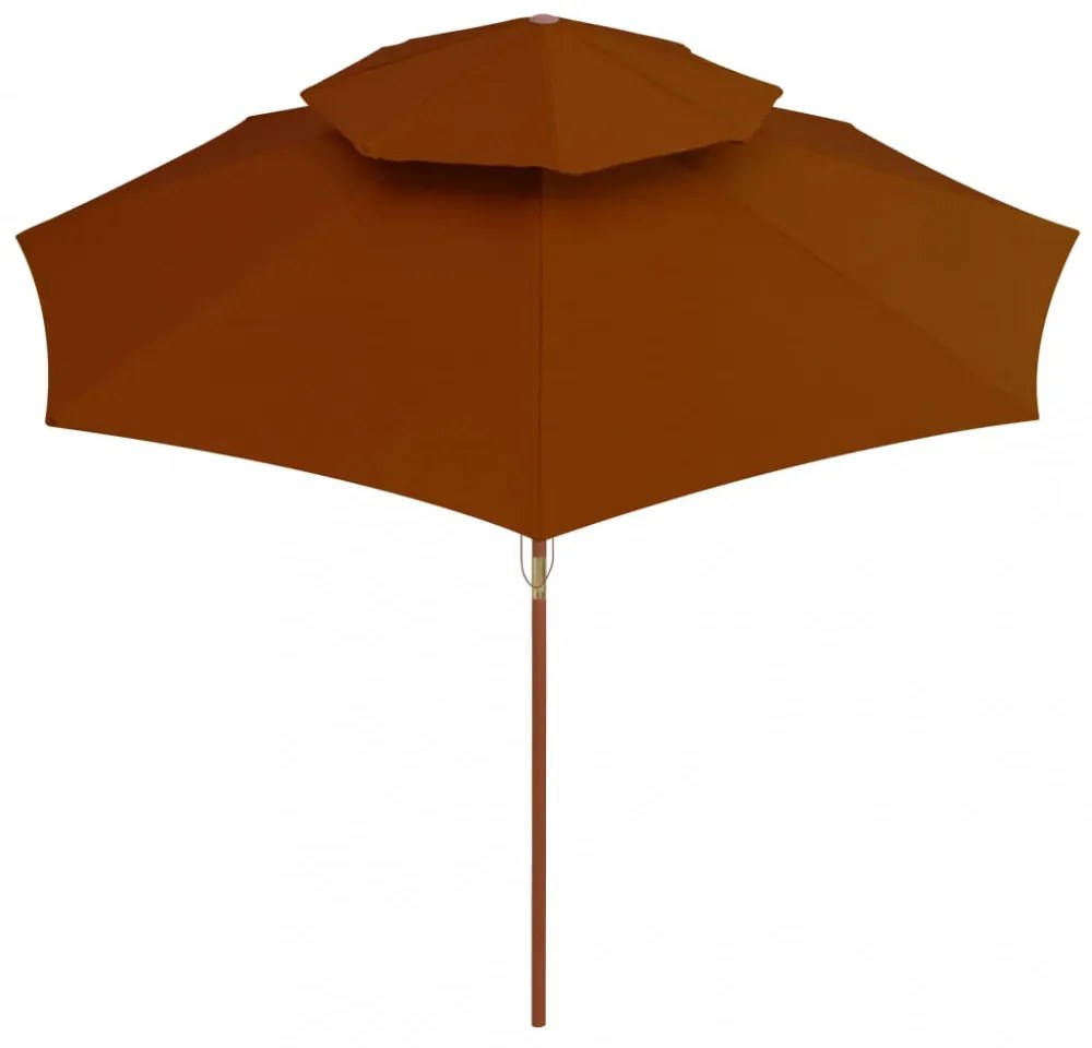 terrakotta kétszintes napernyő farúddal 270 cm