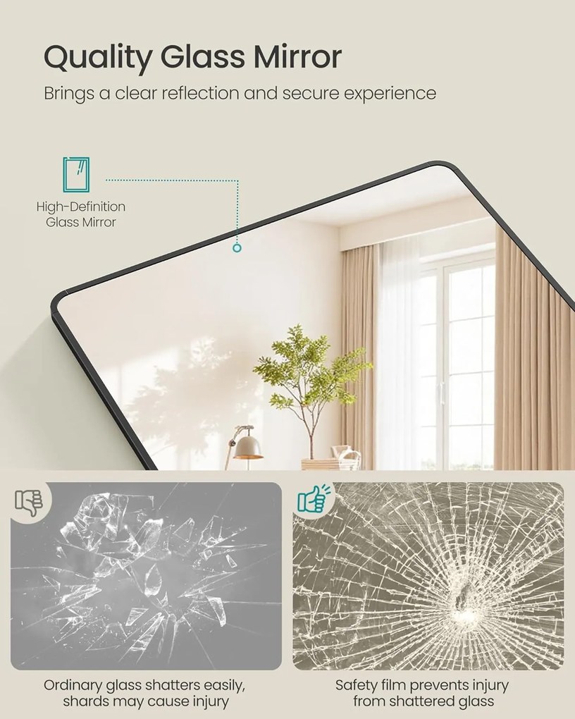 állótükör, 165 x 60 cm, fekete