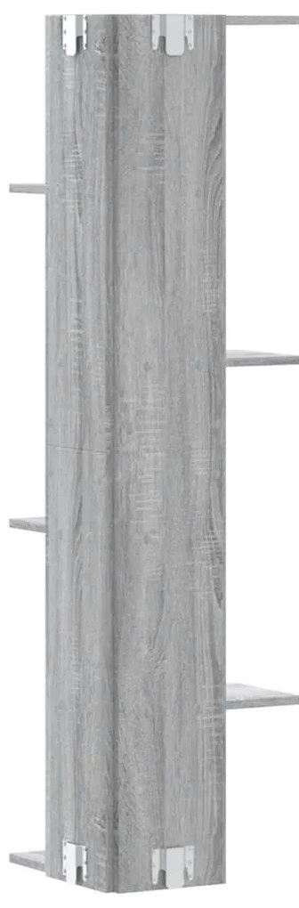 szürke sonoma szerelt fa fali sarokpolc 36,5 x 36,5 x 140 cm