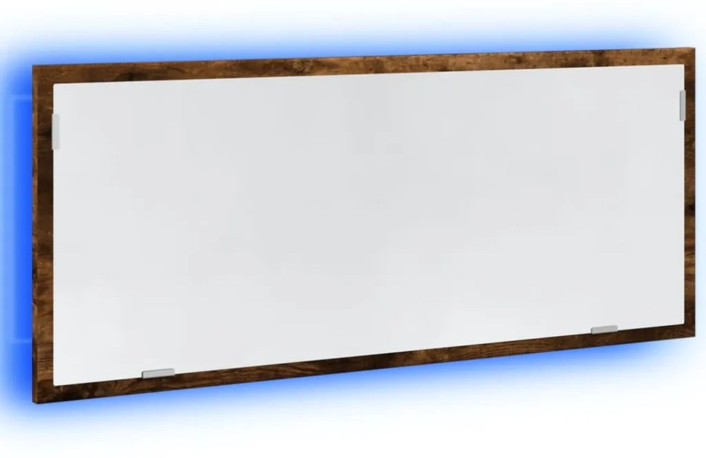 füstös tölgy szerelt fa LED-es fürdőszobatükör 100x8,5x37 cm