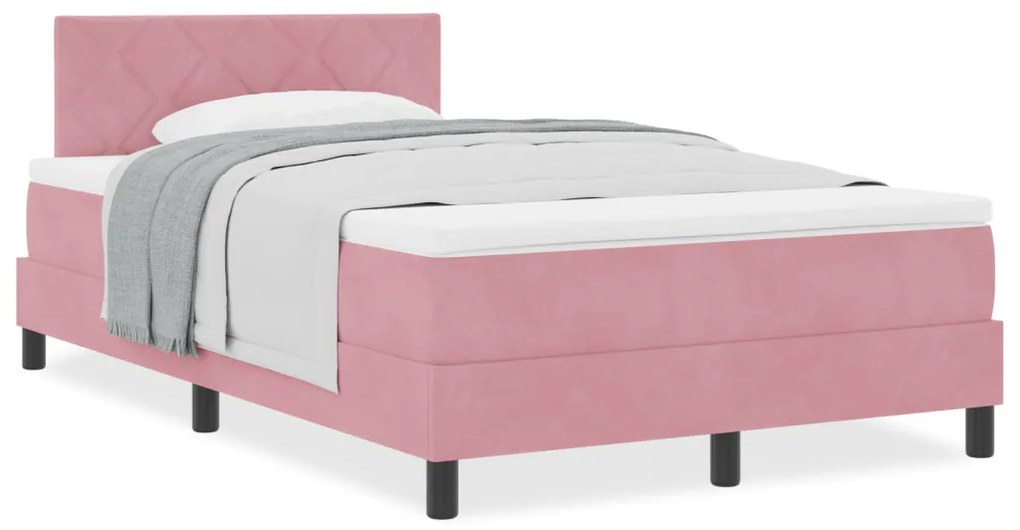 Boxspring Ágy Matrac Különböző Rózsaszín Kicsi Kétszemélyes Bársony