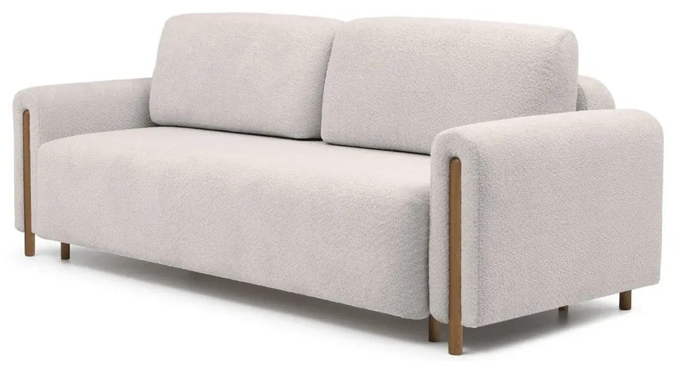 Bézs buklé kinyitható-tárolóhelyes kanapé 244 cm Arcadova – ELTAP