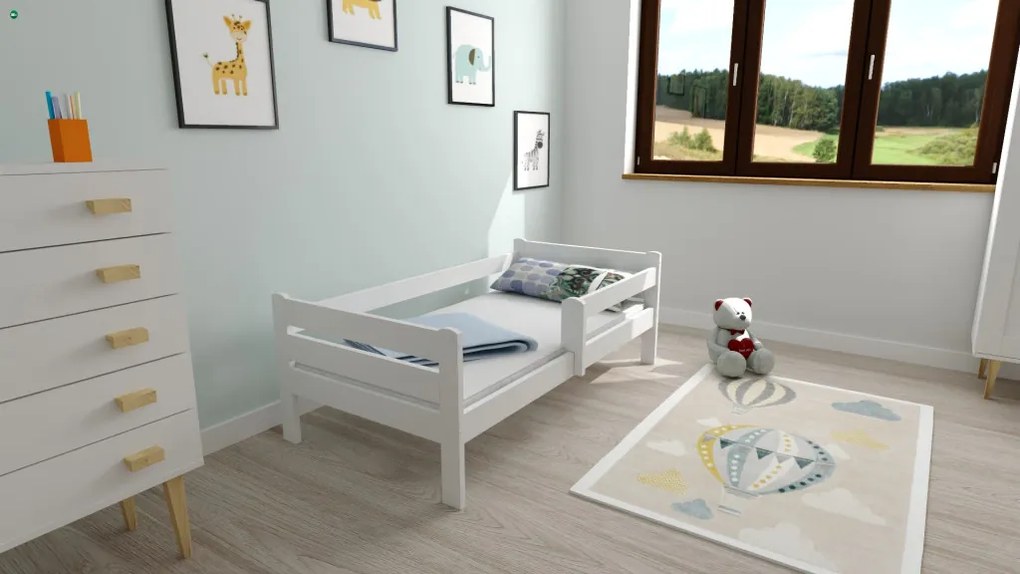 Edi fenyő gyerekágy fehér 80x200 + ajándék ágyrács