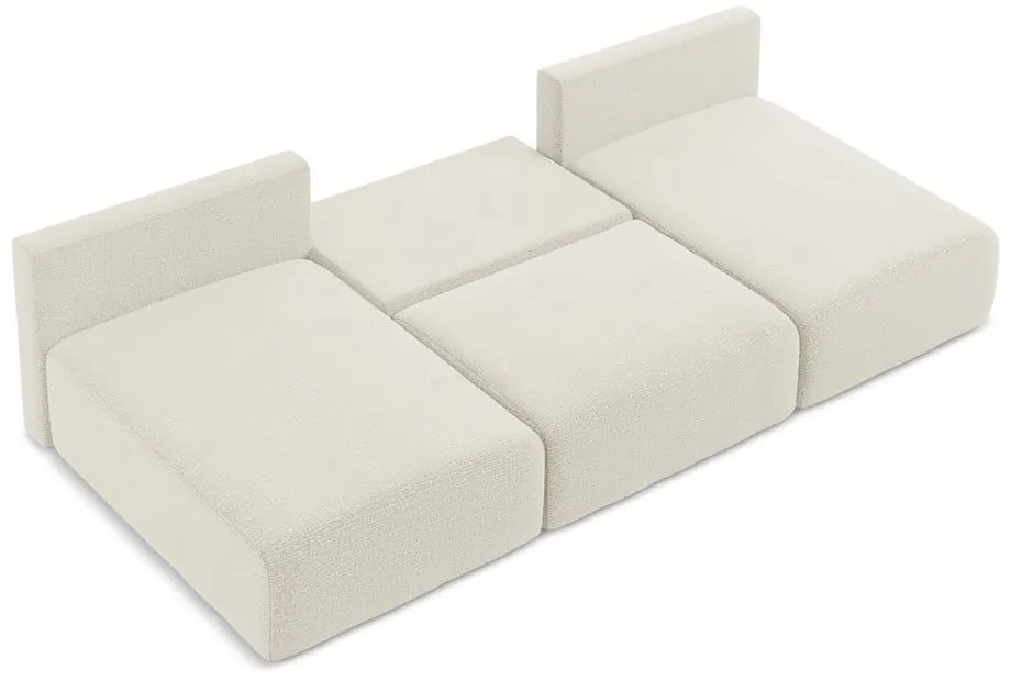 Krémszínű kinyitható-tárolóhelyes sarokkanapé Kalena – Makamii