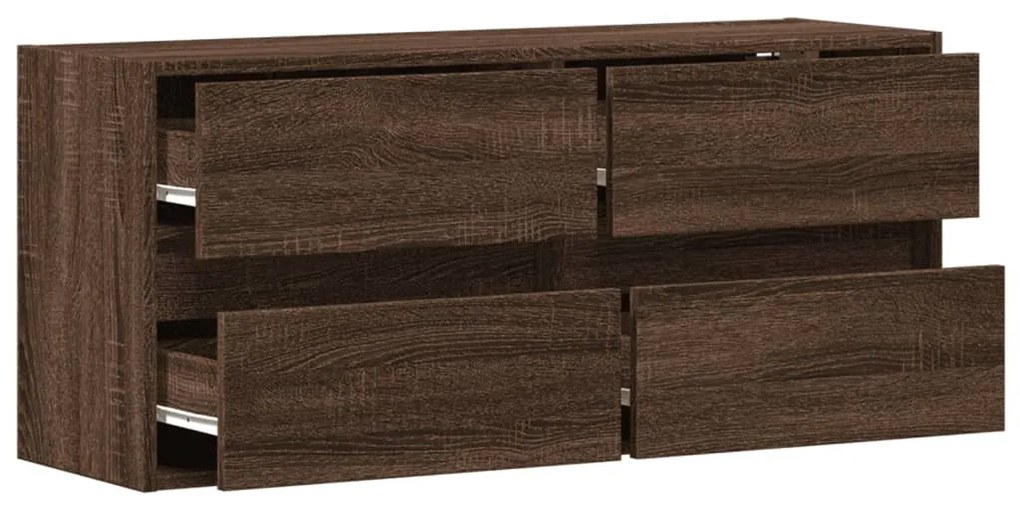 barna tölgyszínű fali TV-szekrény LED-del 100x31x45 cm